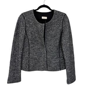 NWT LOFT Wool Blend Collarless Blazer in Dark Heathered Gray - Size 6